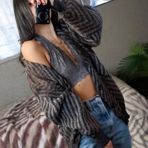 Urban outfitters striped knit cardigan sweater